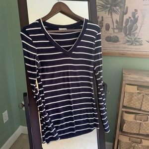 Navy and White Striped Long Sleeve Tee